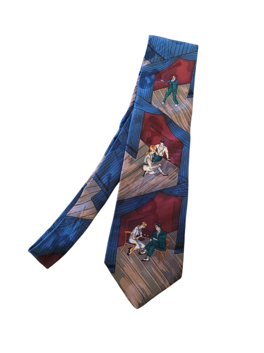 The Elvis Presley Collection by Supersa 100% Italian Silk Tie Blue Red 57"